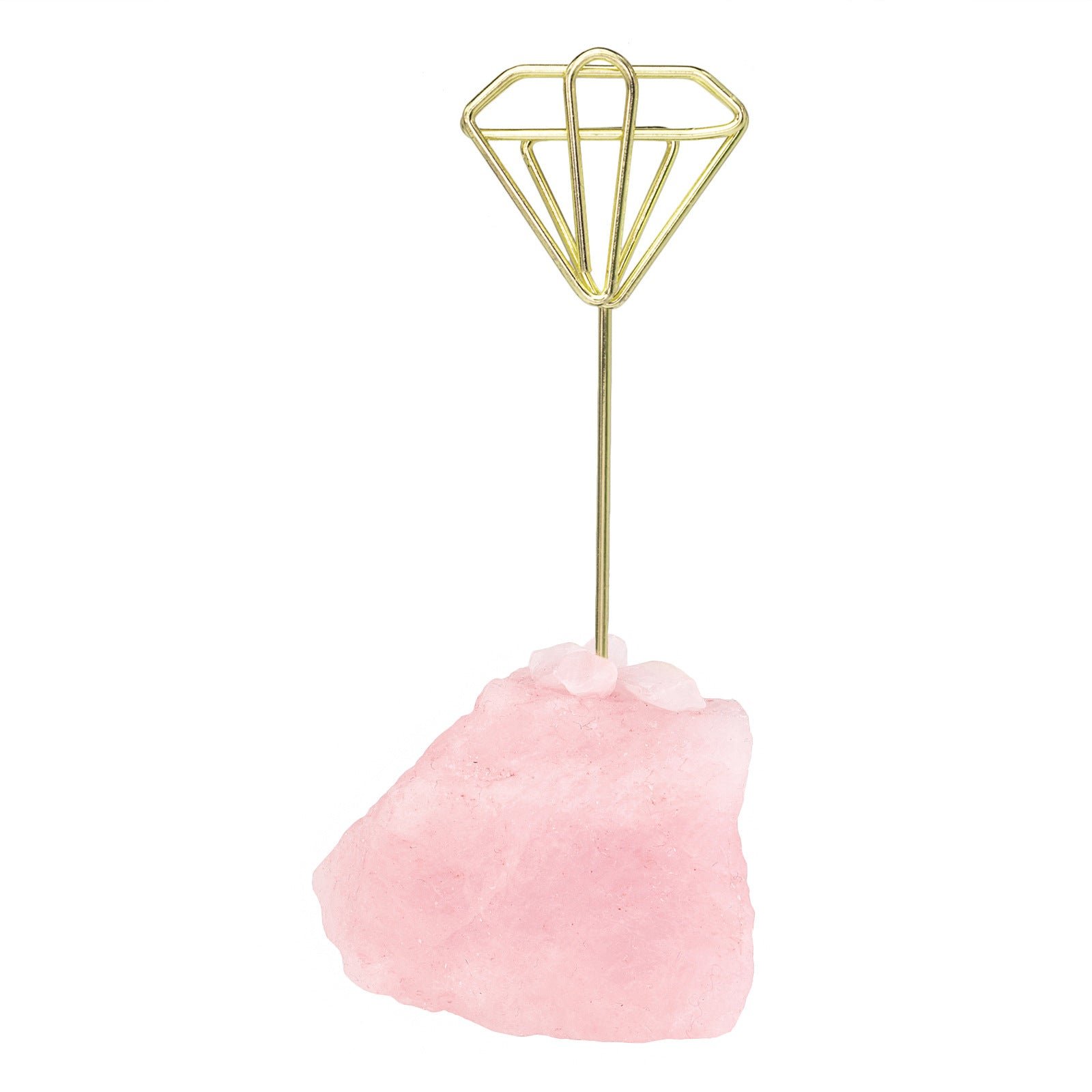 天然粉晶原石底创意金属图案便签夹 立式ins风简约卡片留言照片夹 天然粉晶原石底创意金属图案便签夹 立式ins风简约卡片留言照片夹 - 图片 4