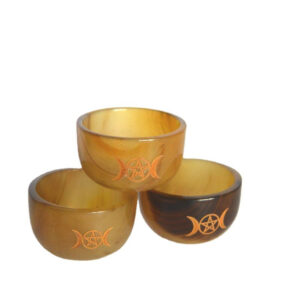 创意三相月仪式骨头雕刻碗 祭坛 仪式祭品魔法仪式碗五芒星