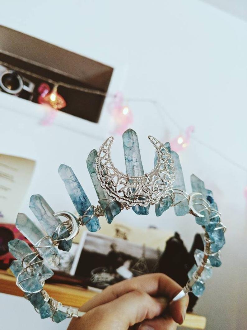 新款欧美风水晶皇冠头饰 天然石头灰色发饰 女巫风人工发箍 仪式工具 新款欧美风水晶皇冠头饰 天然石头灰色发饰 女巫风人工发箍 仪式工具 - 图片 15