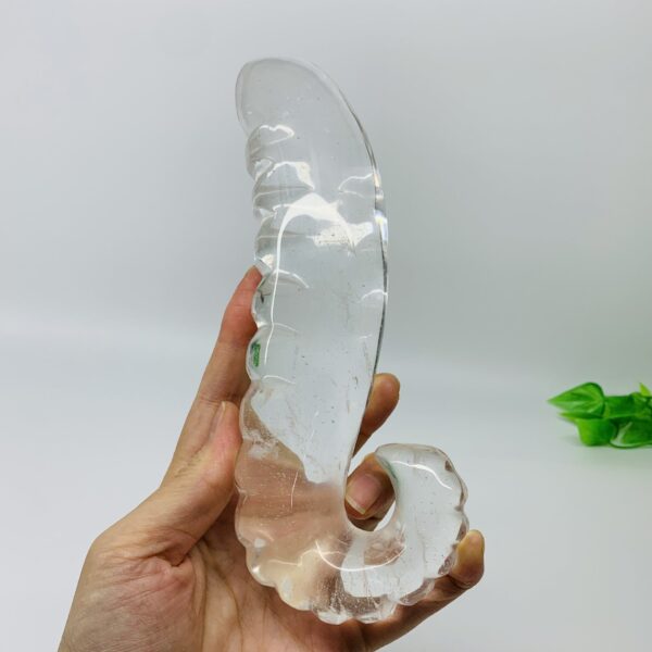 天然黑曜石白熔炼石水晶按摩棒摆件 - 图片 6