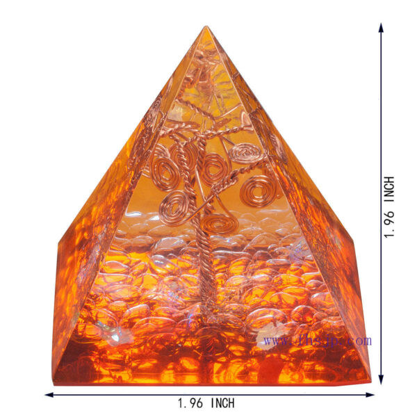 天然水晶能量金字塔铜线绕生命树树脂摆件 家居桌面 能量发生器 饰品 - 图片 3