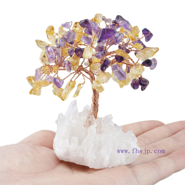 白水晶晶簇底座生命树 能量发生器 摆件水晶碎石许愿树创意简约家居礼品 - 图片 5