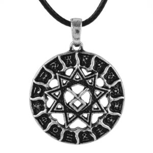 维京魔法收藏~新品 北欧维京鲁纳文符号星阵镂空 复古圆盘吊坠项链