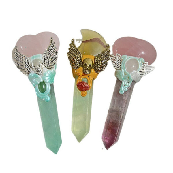 绿萤石魔法权杖 手工制作扩香矿石工艺品魔法棒家居装饰摆件 - 图片 4