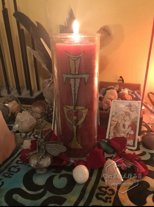 美国进口女巫三倍能量加强手制魔法蜡烛 含配魔法油+香+闪粉+草药 - 图片 5