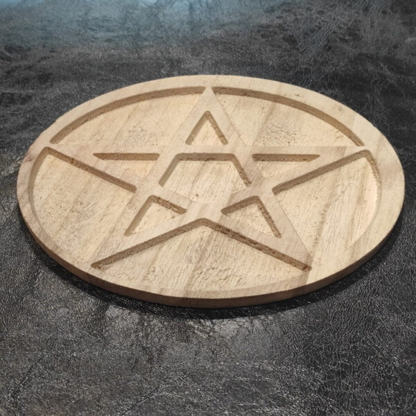祭祀祭坛木制凹凸五芒星盘仪式摆件 WOODEN PENTAGRAM ALTAR TILE - 图片 2
