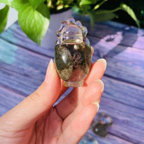 绿幽灵花瓶天然水晶雕刻原石水晶花瓶吊坠小挂件 - 图片 6