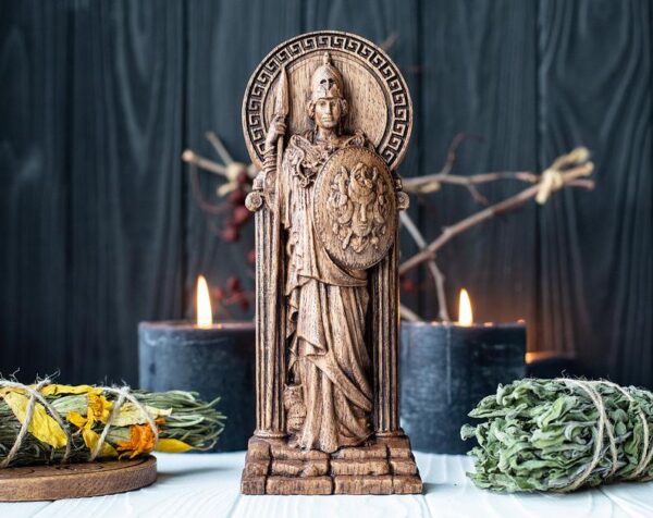 神秘学收藏~进口手工雅典娜女神雕像 希腊战争和胜利女神智慧知识家居工艺品 - 图片 2