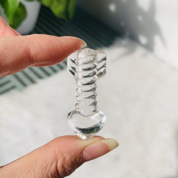 热销 银曜石天然白水晶 发晶雕刻丘比特之箭水晶小配件挂件 - 图片 2