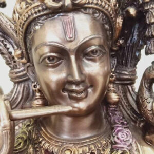 神秘学收藏~进口主克里希纳雕像 奎师那KRISHNA印度教神 青铜饰面神像