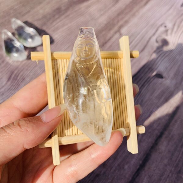 水晶吊坠 天然白水晶原石雕刻观音 水晶挂饰品 - 图片 3