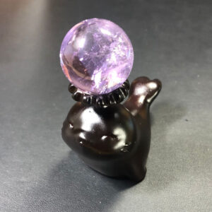 水晶球托盘小海狮水晶球摆件原矿石头树脂底座创意礼品办公桌装饰