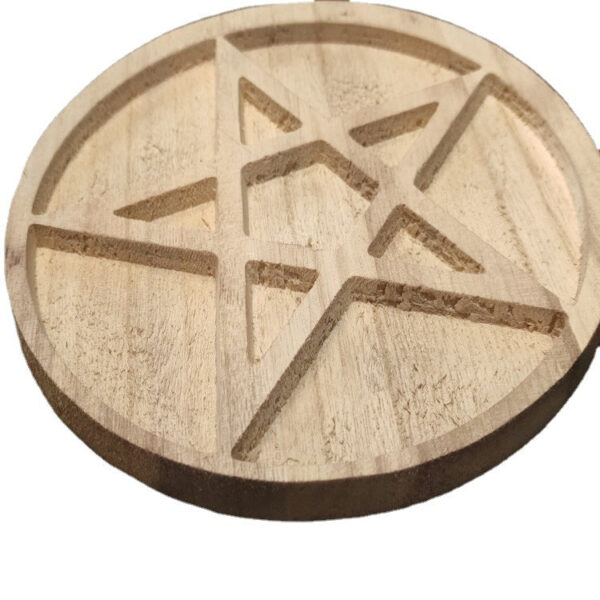 祭祀祭坛木制凹凸五芒星盘仪式摆件 WOODEN PENTAGRAM ALTAR TILE - 图片 5