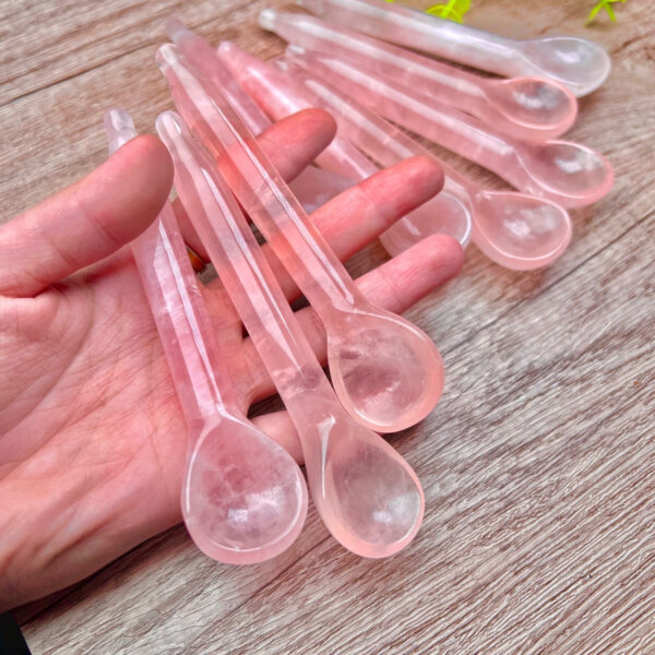 粉水晶勺子多功能按摩棒办公家居扩香矿石摆件装饰送礼创意礼盒 - 图片 3