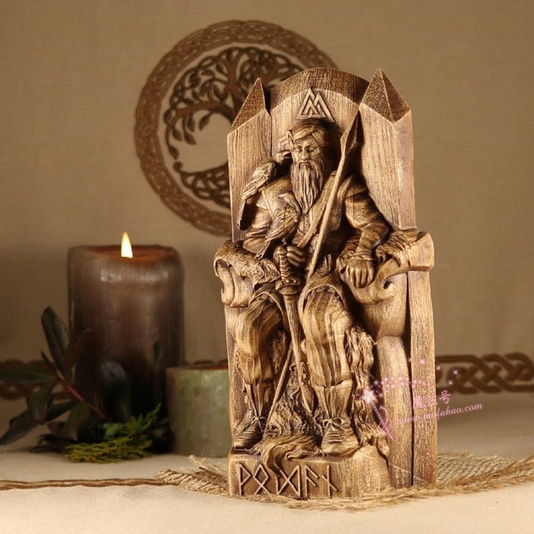 神秘学收藏~奥丁木雕 手工维京木雕 生态材质木质手工雕刻礼品威卡礼物希腊 神秘学收藏~奥丁木雕 手工维京木雕 生态材质木质手工雕刻礼品威卡礼物希腊 - 图片 2