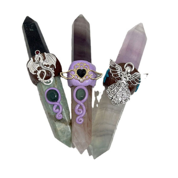 粉水晶魔法权杖工艺品 手工制作扩香矿石魔法棒家居装饰摆件 - 图片 4