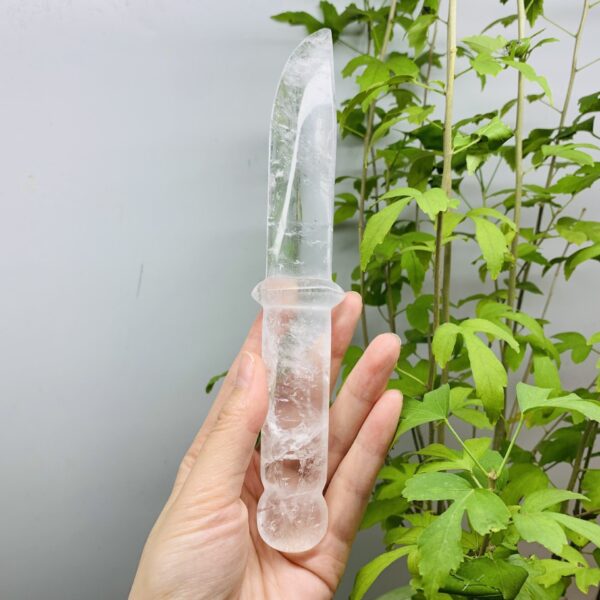 热销  源头天然白水晶匕首摆件家居办公装饰 - 图片 3