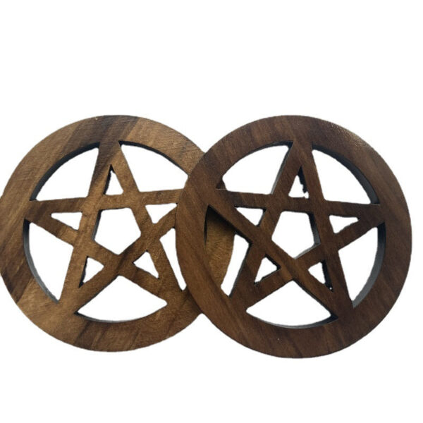 祭坛木制五芒星木雕仪式摆件女巫祭祀木垫子PENTAGRAM ALTAR TILE - 图片 5