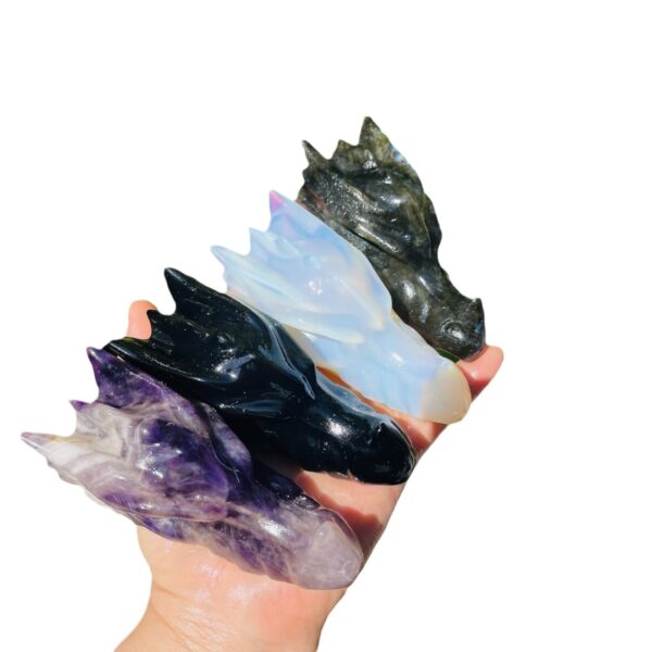 热销 天然水晶多种材质龙头原石雕刻水晶桌面摆件 - 图片 5