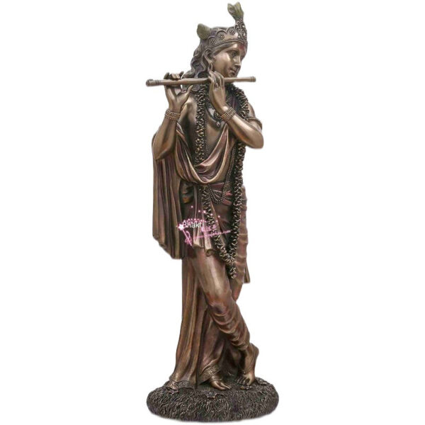 神秘学收藏~进口手工精制主克里希纳雕像62厘米 KRISHNA 印度教神 青铜神像 - 图片 5