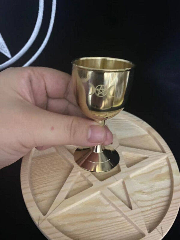 现货 铜质三相月圣杯 雕刻铜质高脚杯祭坛摆件 Wicca仪式 - 图片 4