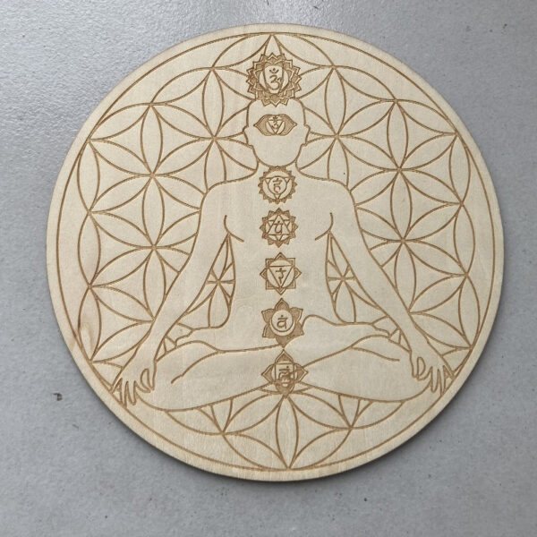 生命之花五芒星维京如尼符号水晶阵七脉轮能量木质餐垫祭坛摆件 - 图片 9