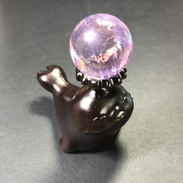 水晶球托盘小海狮水晶球摆件原矿石头树脂底座创意礼品办公桌饰 - 图片 5